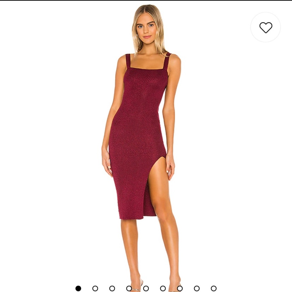 Superdown Zoe Square Neck Dress Metallic Burgundy size M
